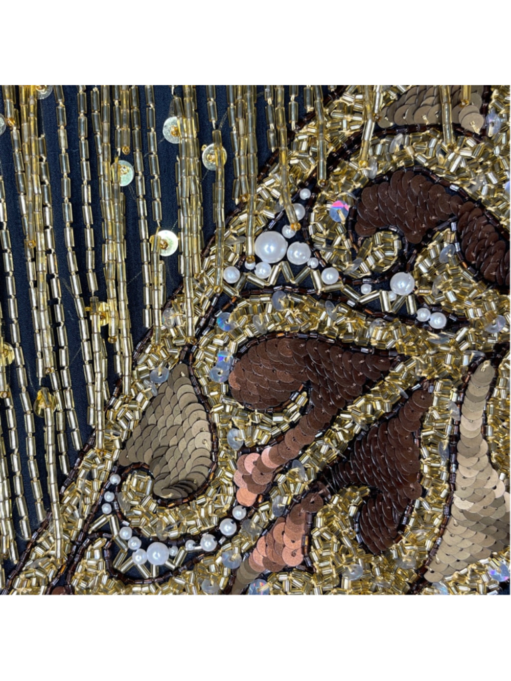 Women'sBlack Gold Sequin Hand-Beaded Top - Picture 3 of 7